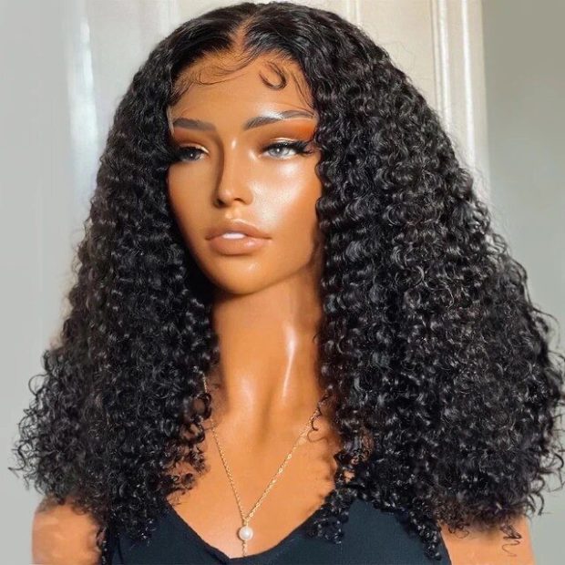 Single Drawn Curly Frontal Wig