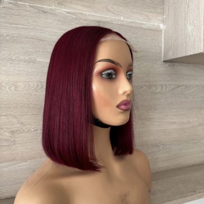 Maroon Straight Frontal Wig