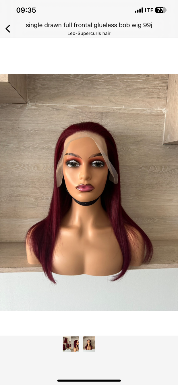 Maroon Straight Frontal Wig - Image 3